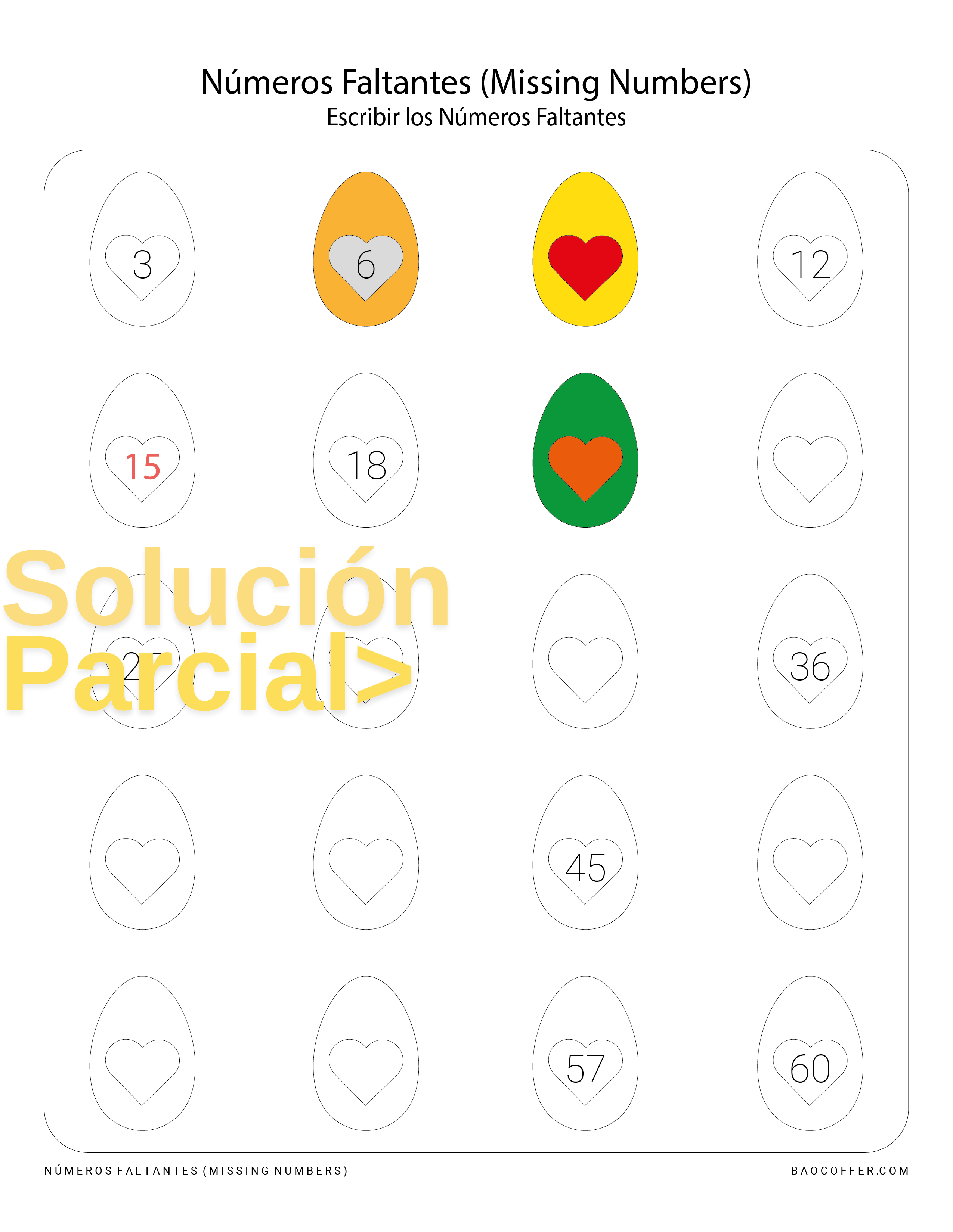 Números Faltantes entre Huevos de Pascua (Easter) #0100