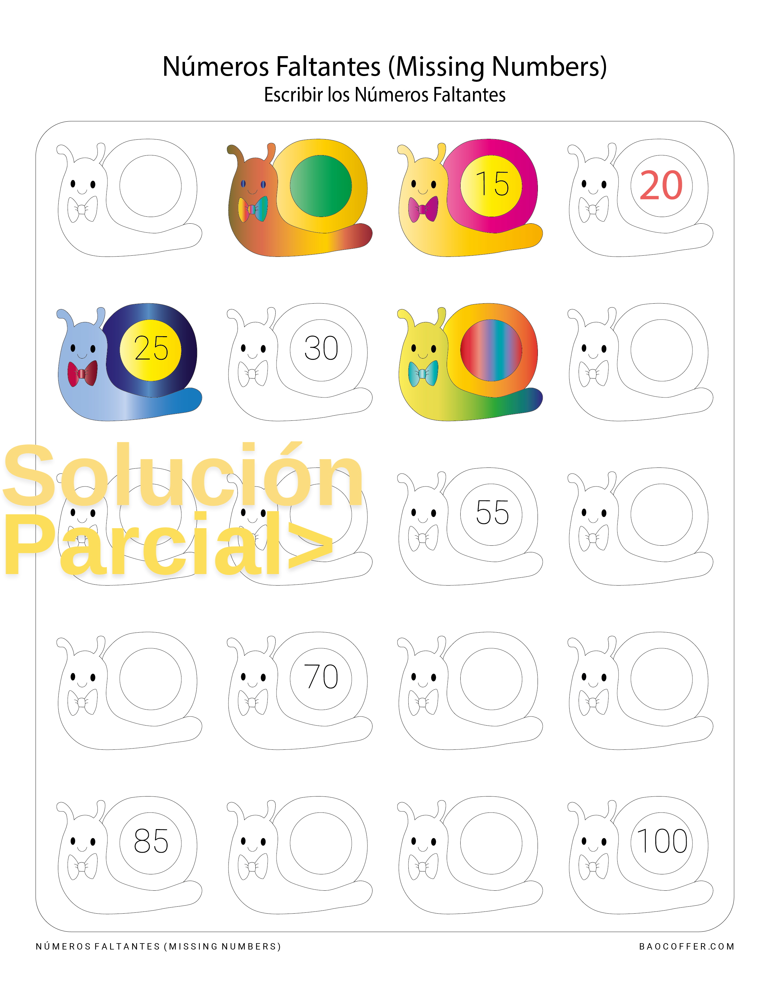 Números Faltantes entre Caracoles #0100