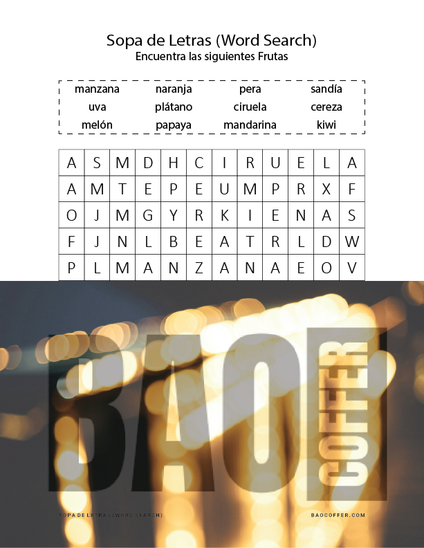 Sopa de Letras de Frutas #0100