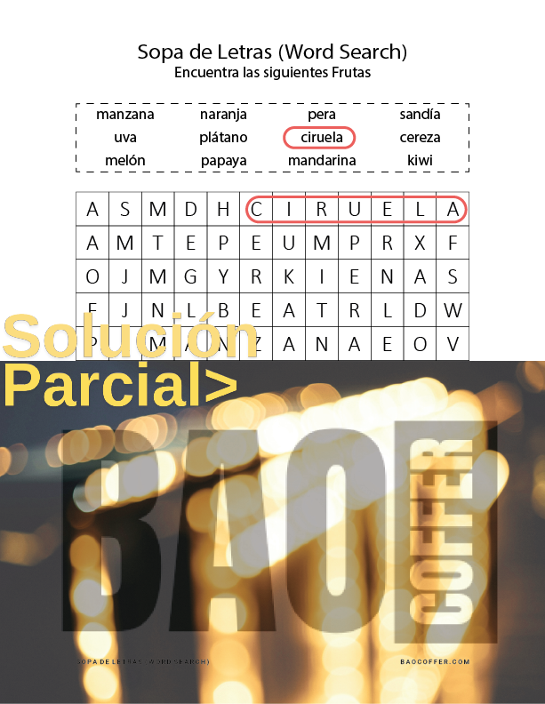 Sopa de Letras de Frutas #0100