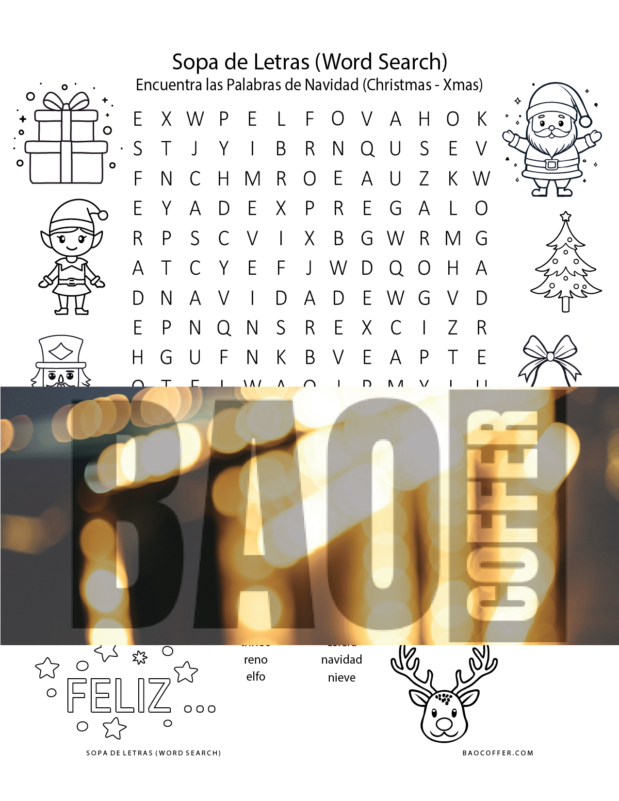 Sopa de Letras de Navidad (Christmas - Xmas) #00109