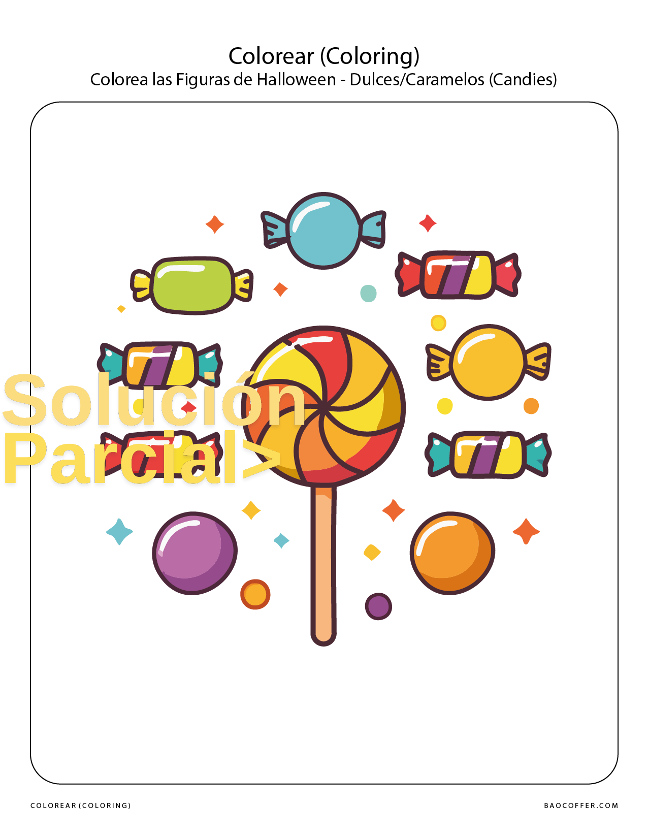 Colorear Figuras de Halloween - Dulces/Caramelos (Candies) #00121