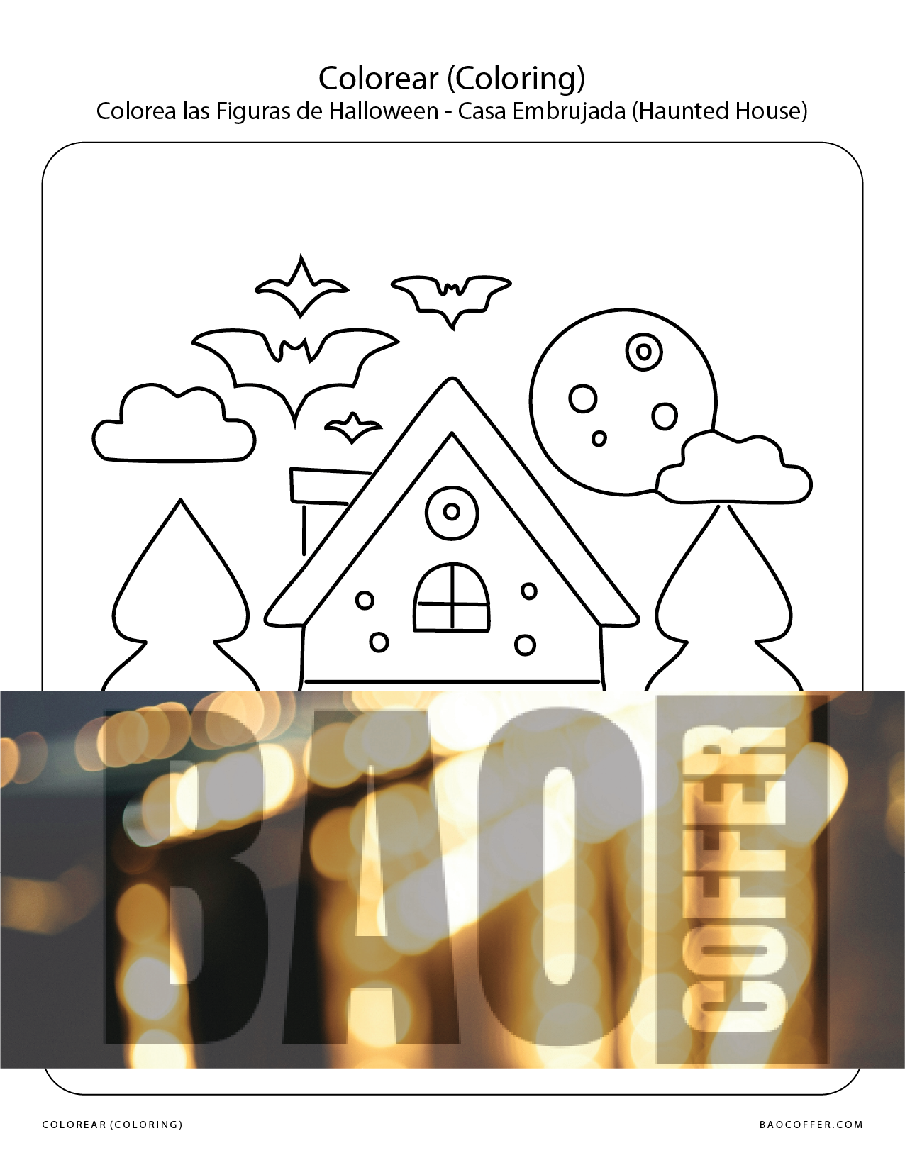 Colorear Figuras de Halloween - Casa Embrujada (Haunted House) #00110