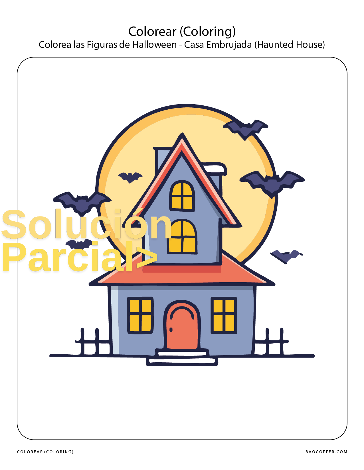 Colorear Figuras de Halloween - Casa Embrujada (Haunted House) #00109