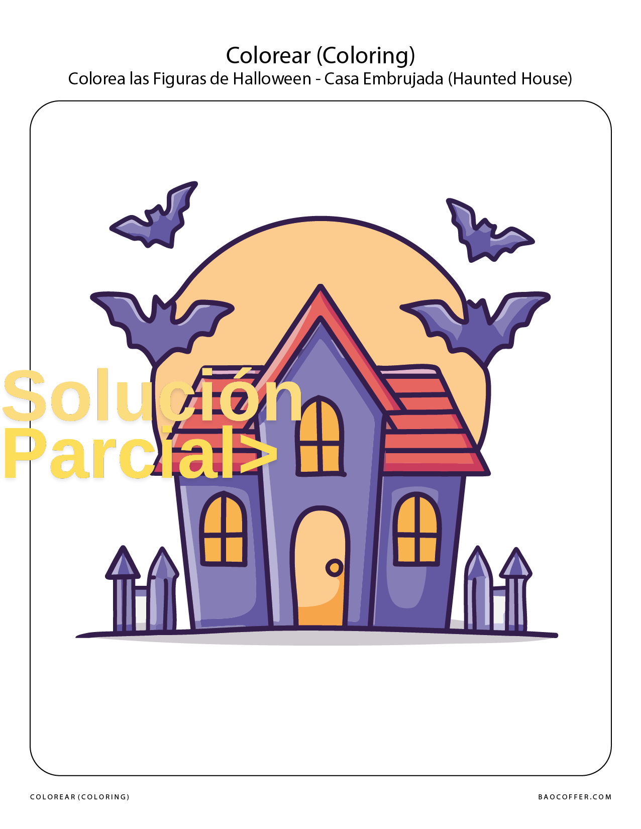 Colorear Figuras de Halloween - Casa Embrujada (Haunted House) #00111