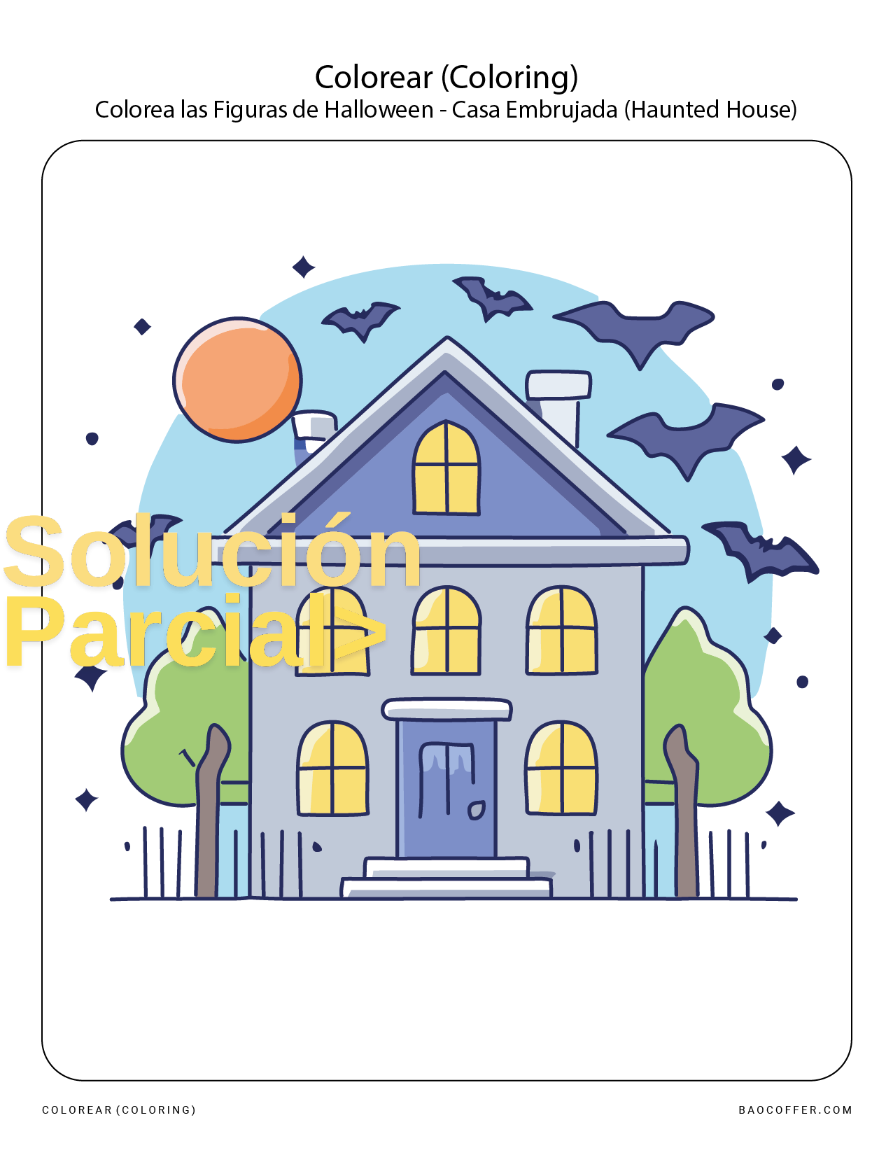 Colorear Figuras de Halloween - Casa Embrujada (Haunted House) #00108