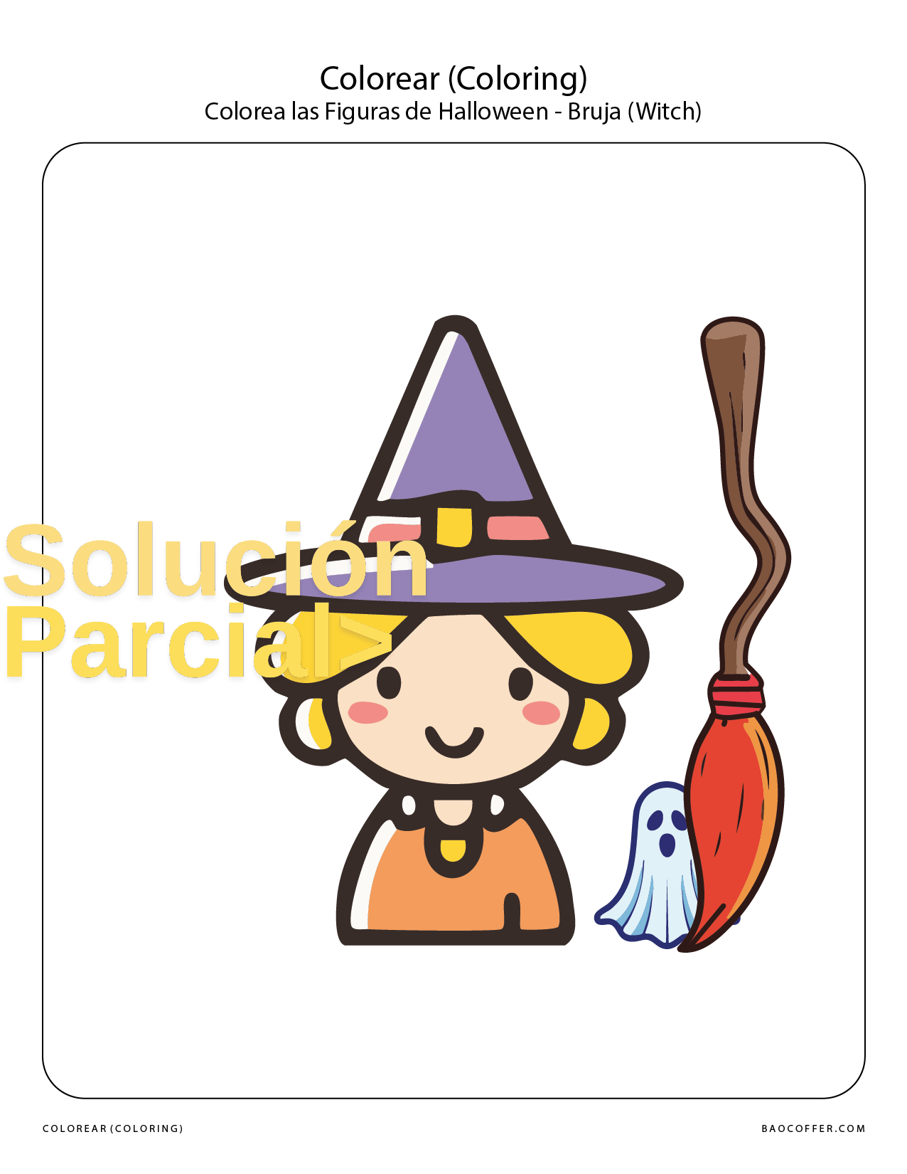 Colorear Figuras de Halloween - Bruja (Witch) #00118