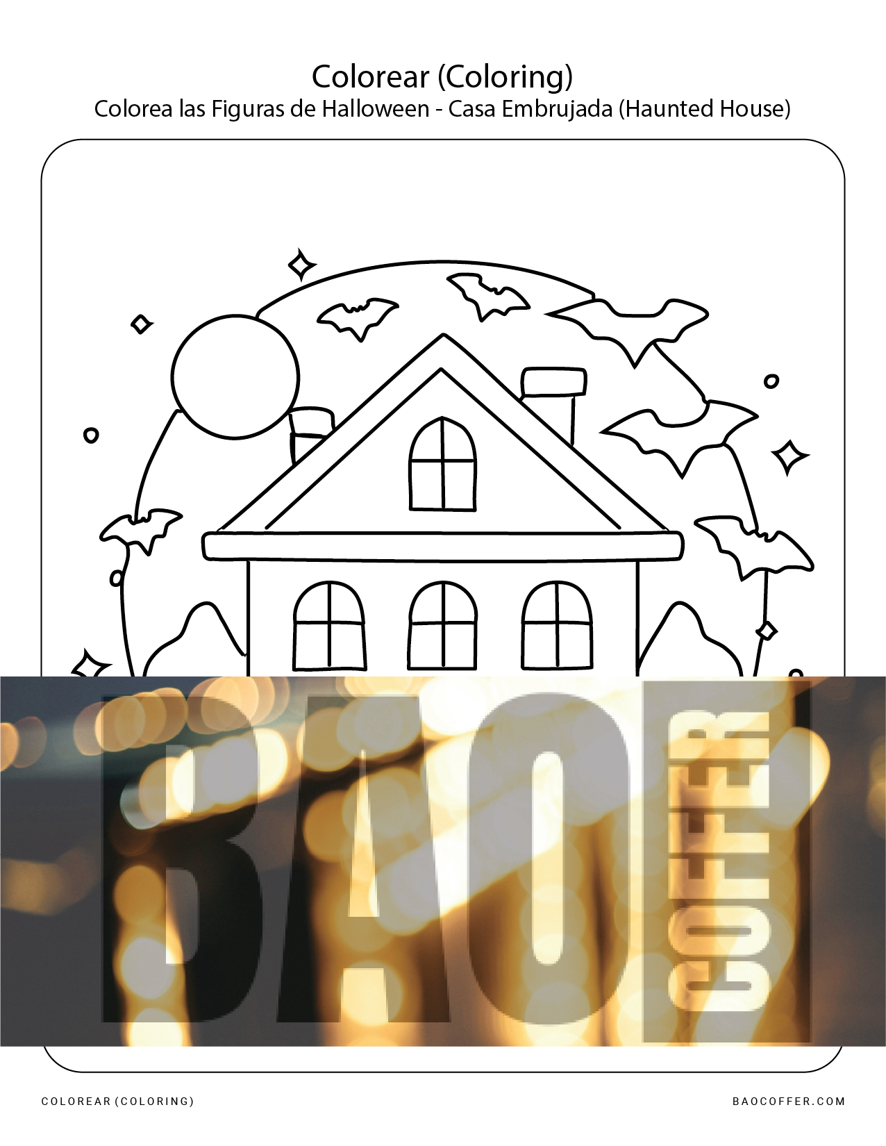 Colorear Figuras de Halloween - Casa Embrujada (Haunted House) #00108