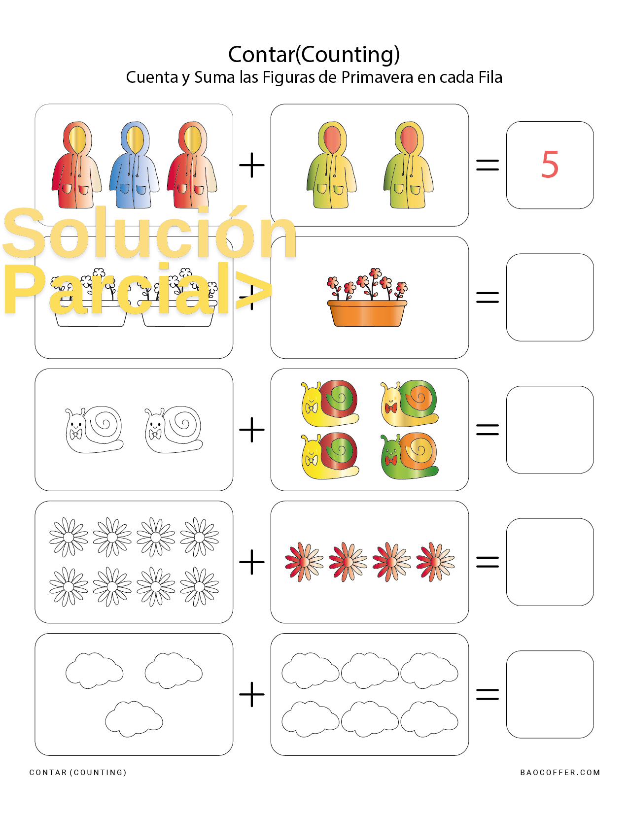 Figuras de Primavera (Spring) para Contar y Sumar #0101