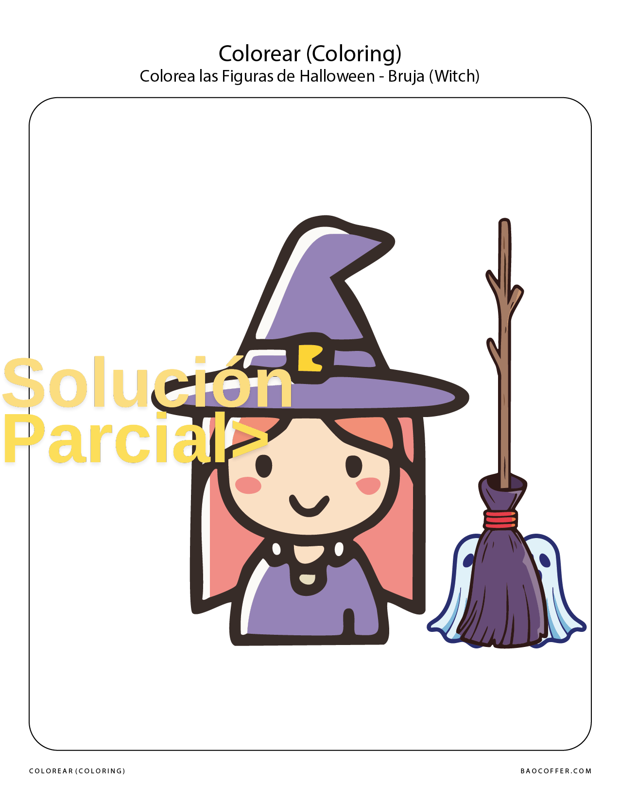 Colorear Figuras de Halloween - Bruja (Witch) #00119