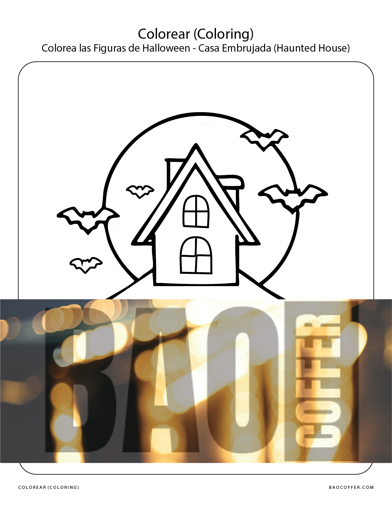 Colorear Figuras de Halloween - Casa Embrujada (Haunted House) #00109