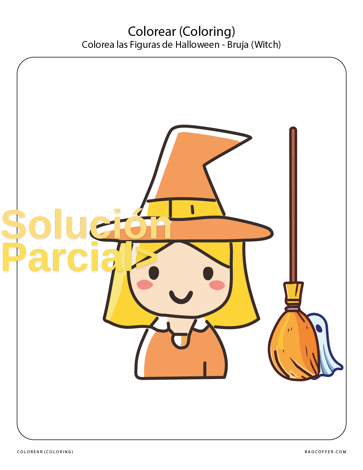 Colorear Figuras de Halloween - Bruja (Witch) #00117