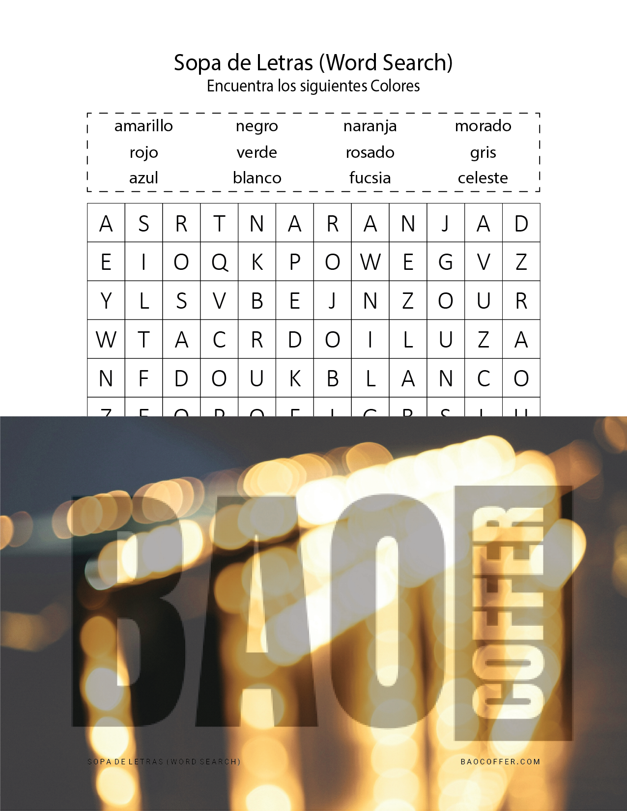 Sopa de Letras de Colores (Colors) #0100