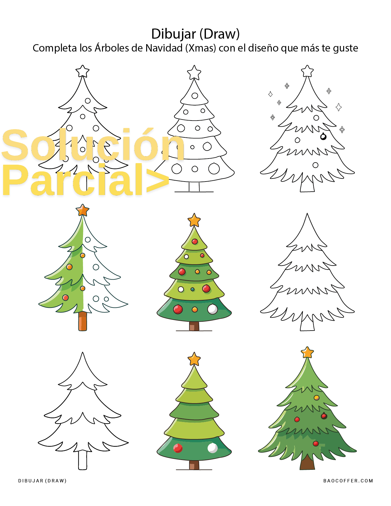 Dibujar los Árboles de Navidad (Christmas-Xmas Tree) #00102