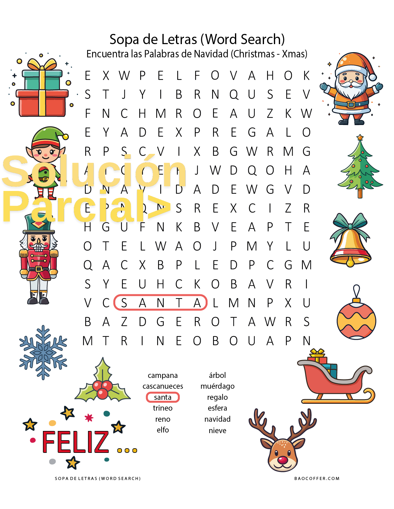 Sopa de Letras de Navidad (Christmas - Xmas) #00109