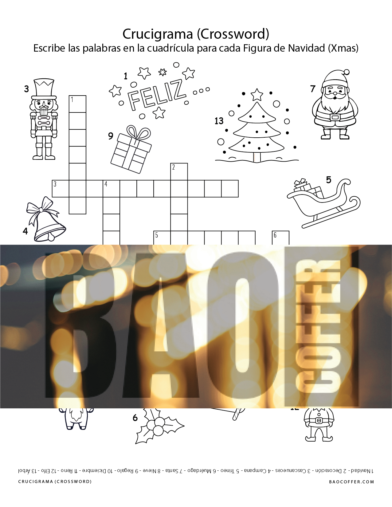 Crucigrama de Figuras de Navidad (Xmas) #00104