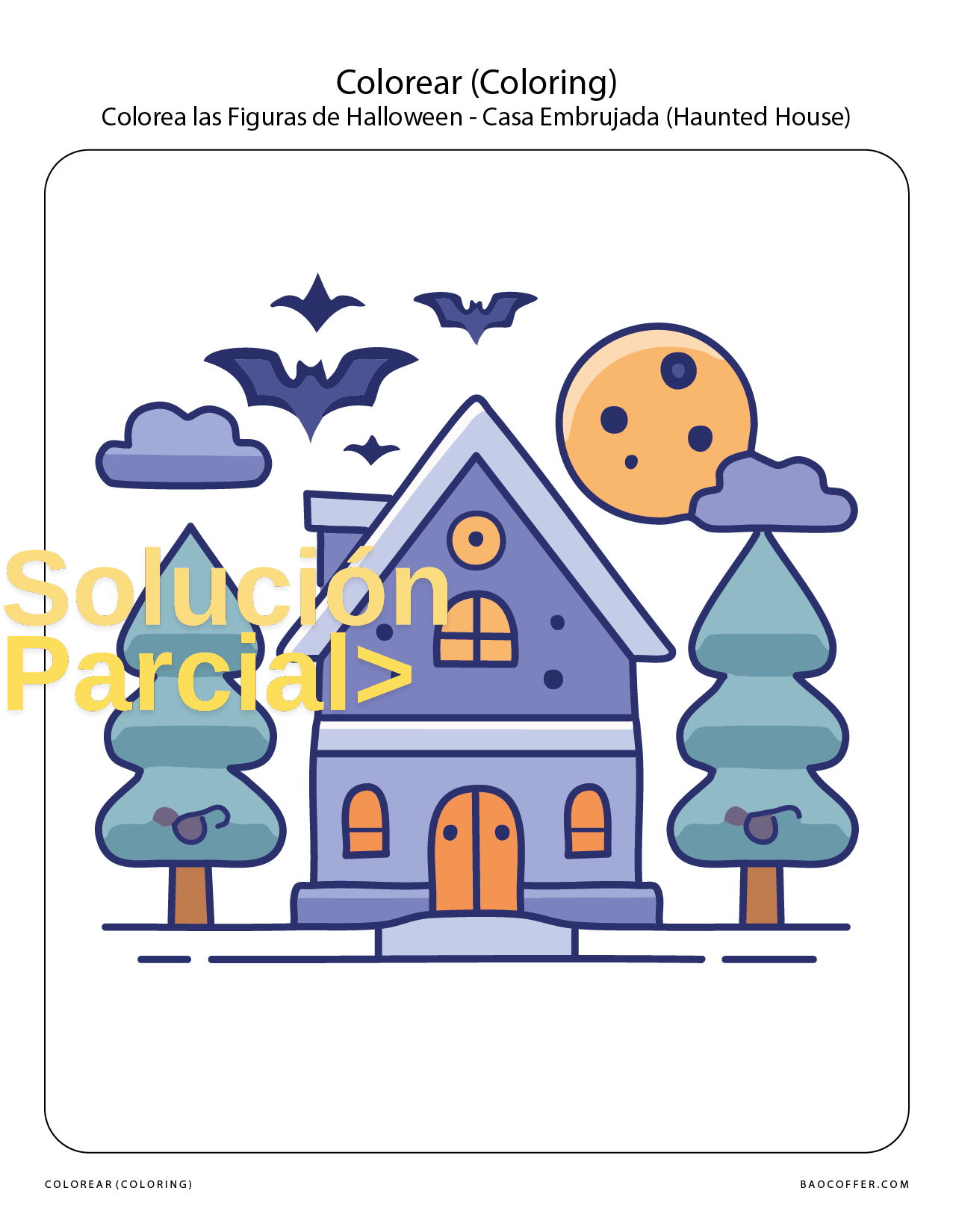 Colorear Figuras de Halloween - Casa Embrujada (Haunted House) #00110
