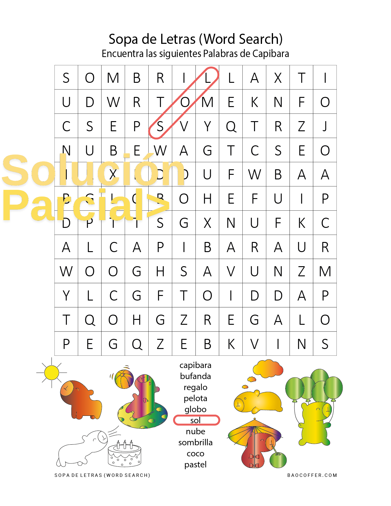 Sopa de Letras de Capibaras (Capybaras) #0100
