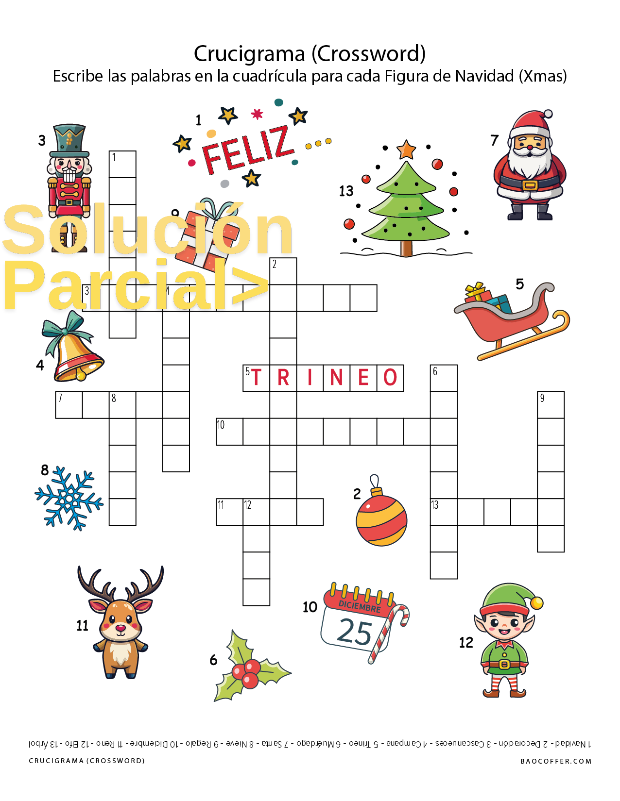 Crucigrama de Figuras de Navidad (Xmas) #00104