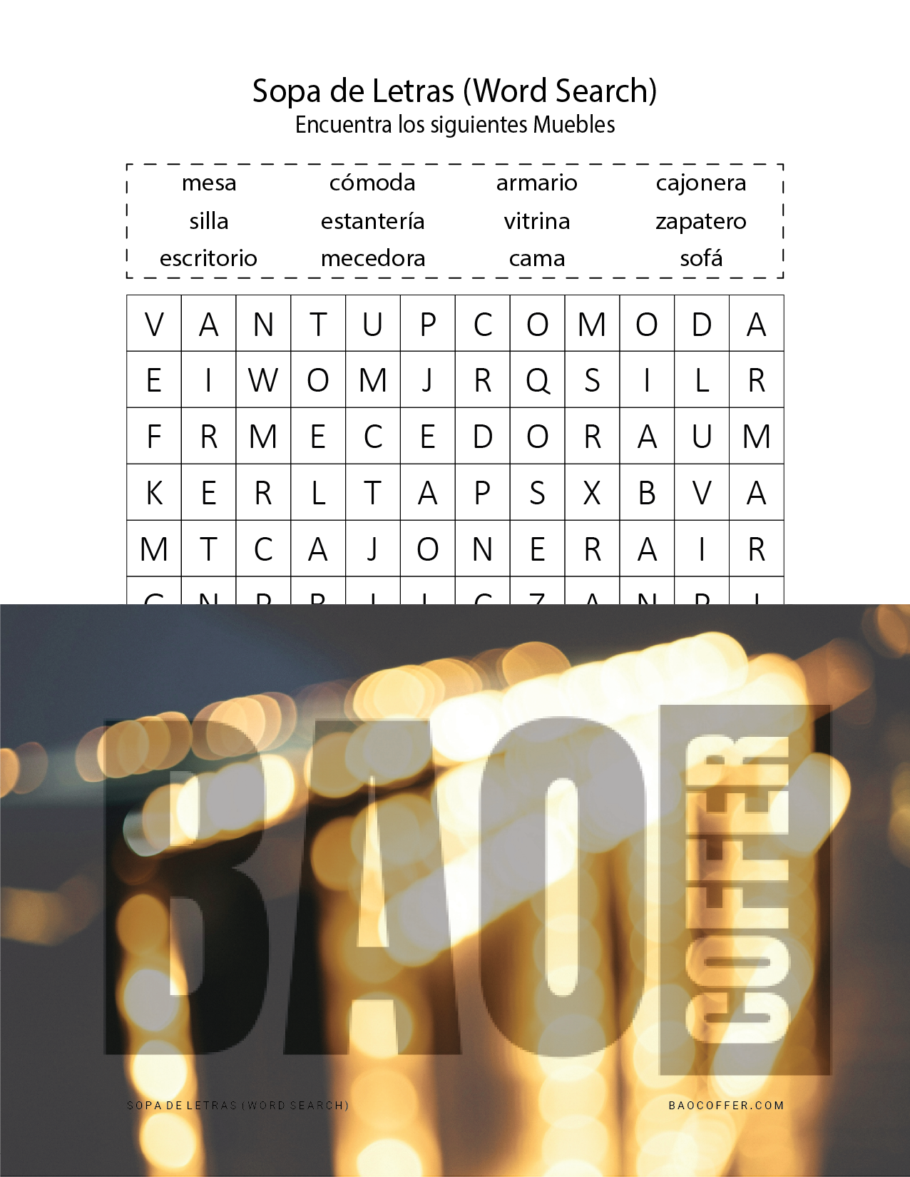 Sopa de Letras de Muebles (Furniture) #0100
