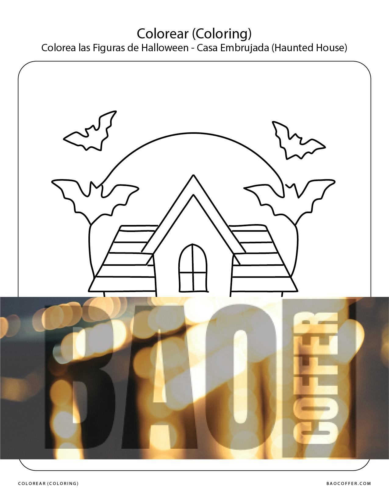 Colorear Figuras de Halloween - Casa Embrujada (Haunted House) #00111