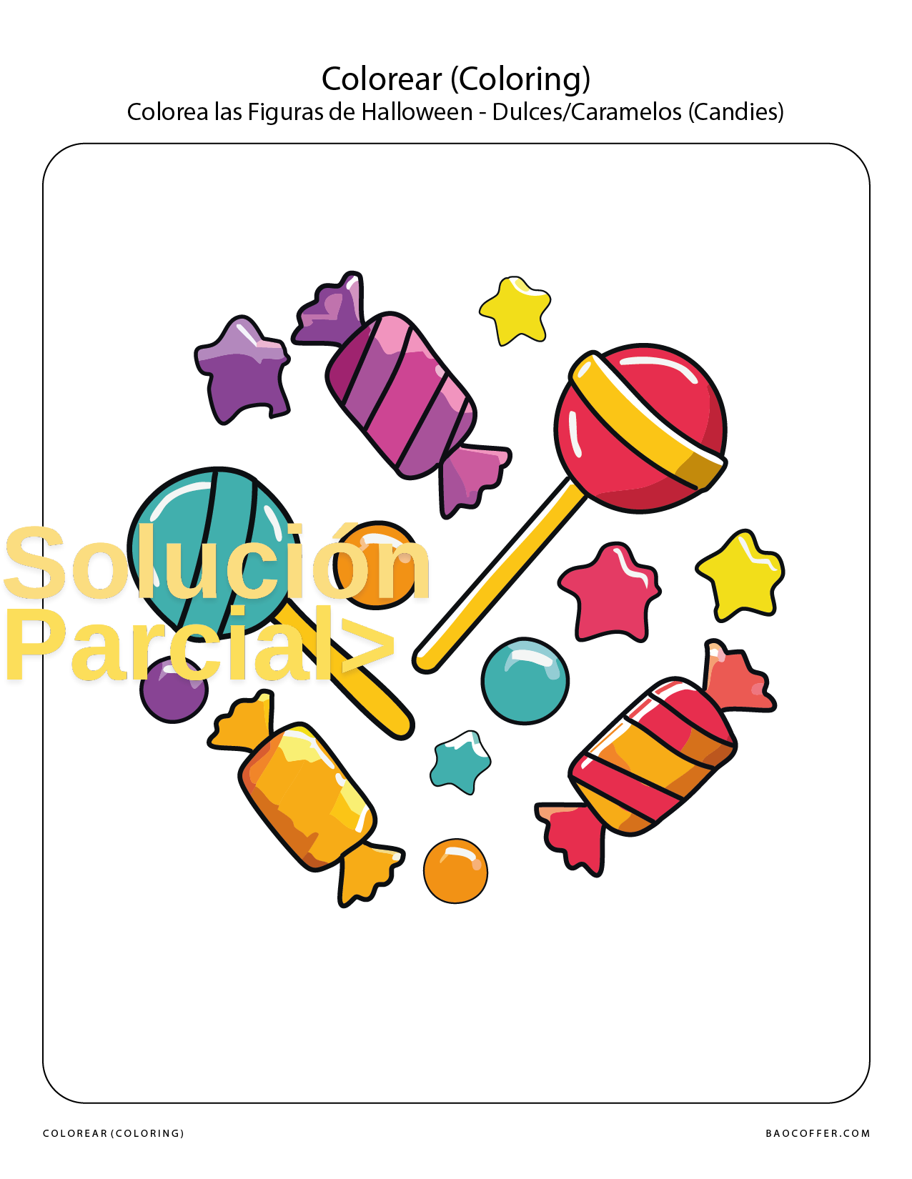 Colorear Figuras de Halloween - Dulces/Caramelos (Candies) #00120