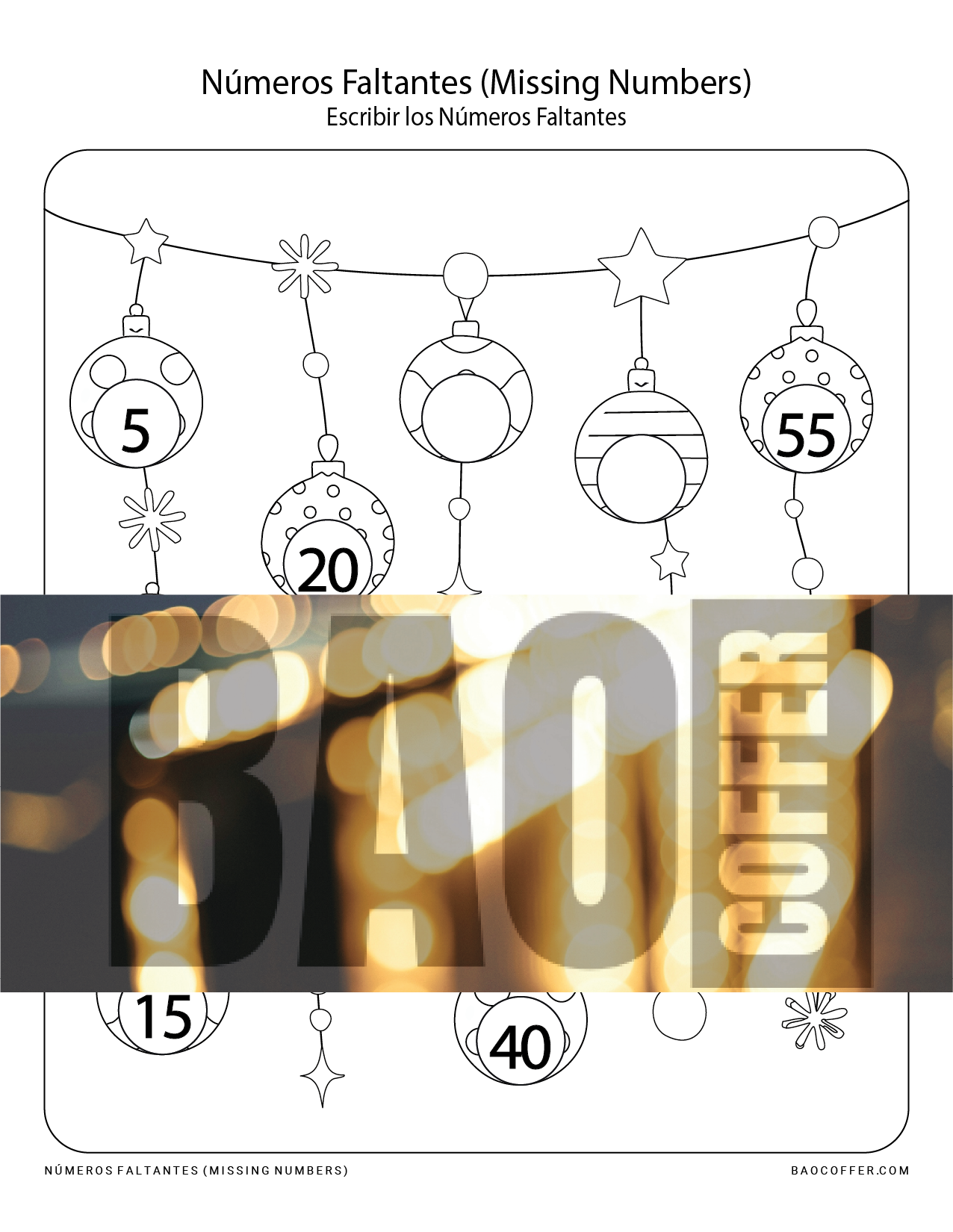 Números Faltantes del 1 al 100 en Esferas de Navidad (Christmas - Xmas Ornament) #00108