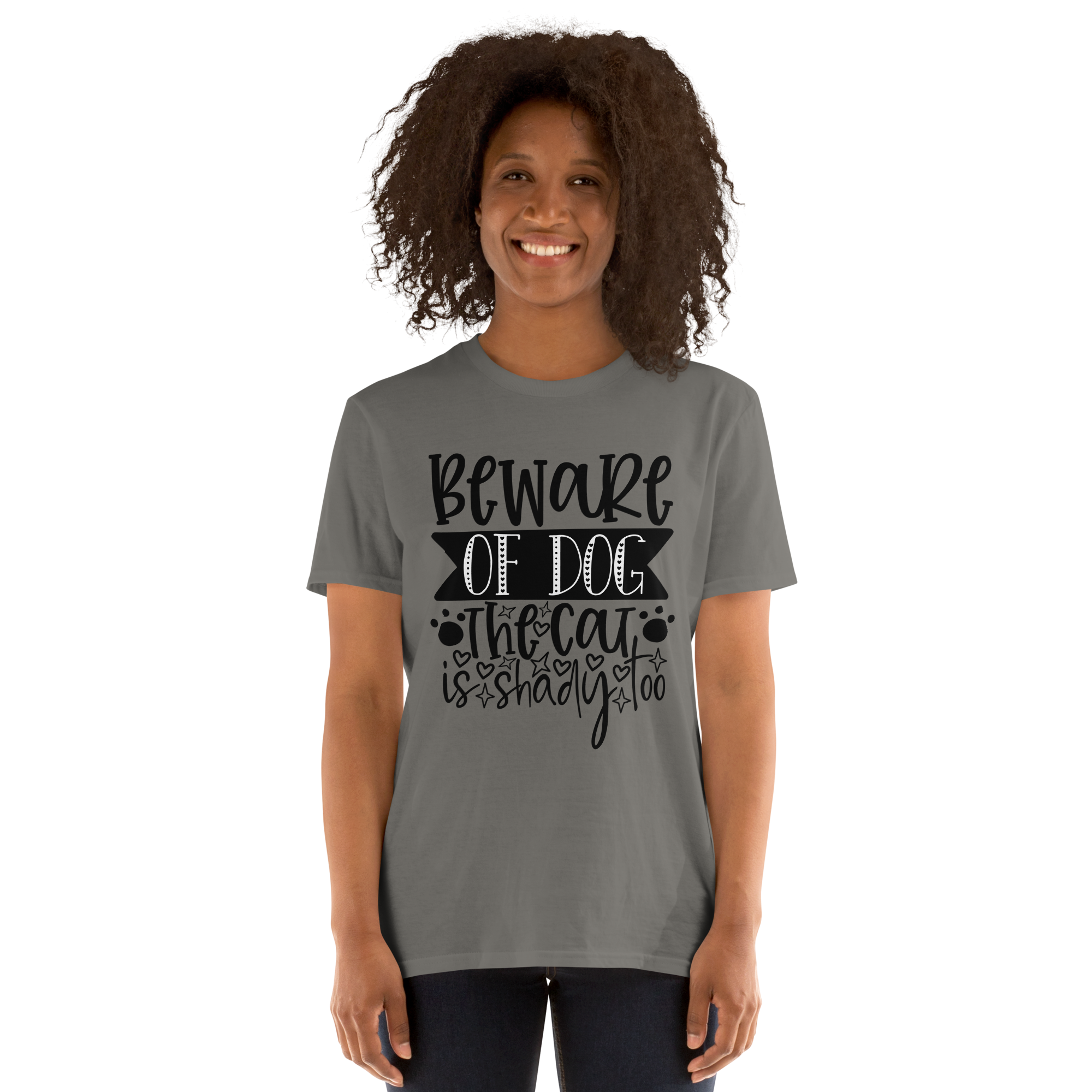 Beware Of The Dog The Cat Is Shady Too Short Sleeve Unisex