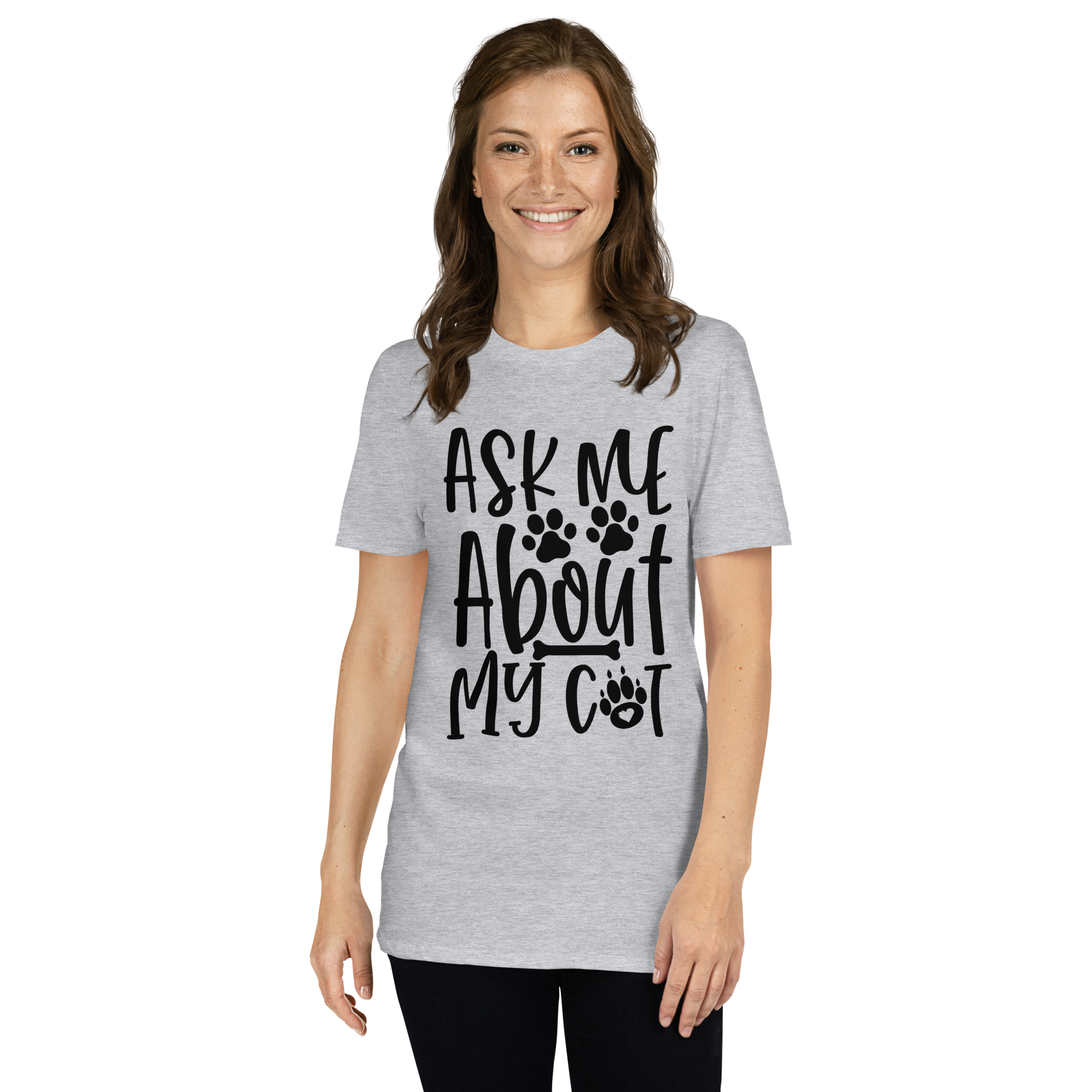 Ask Me About my Cat Short Sleeve Unisex T-Shirt