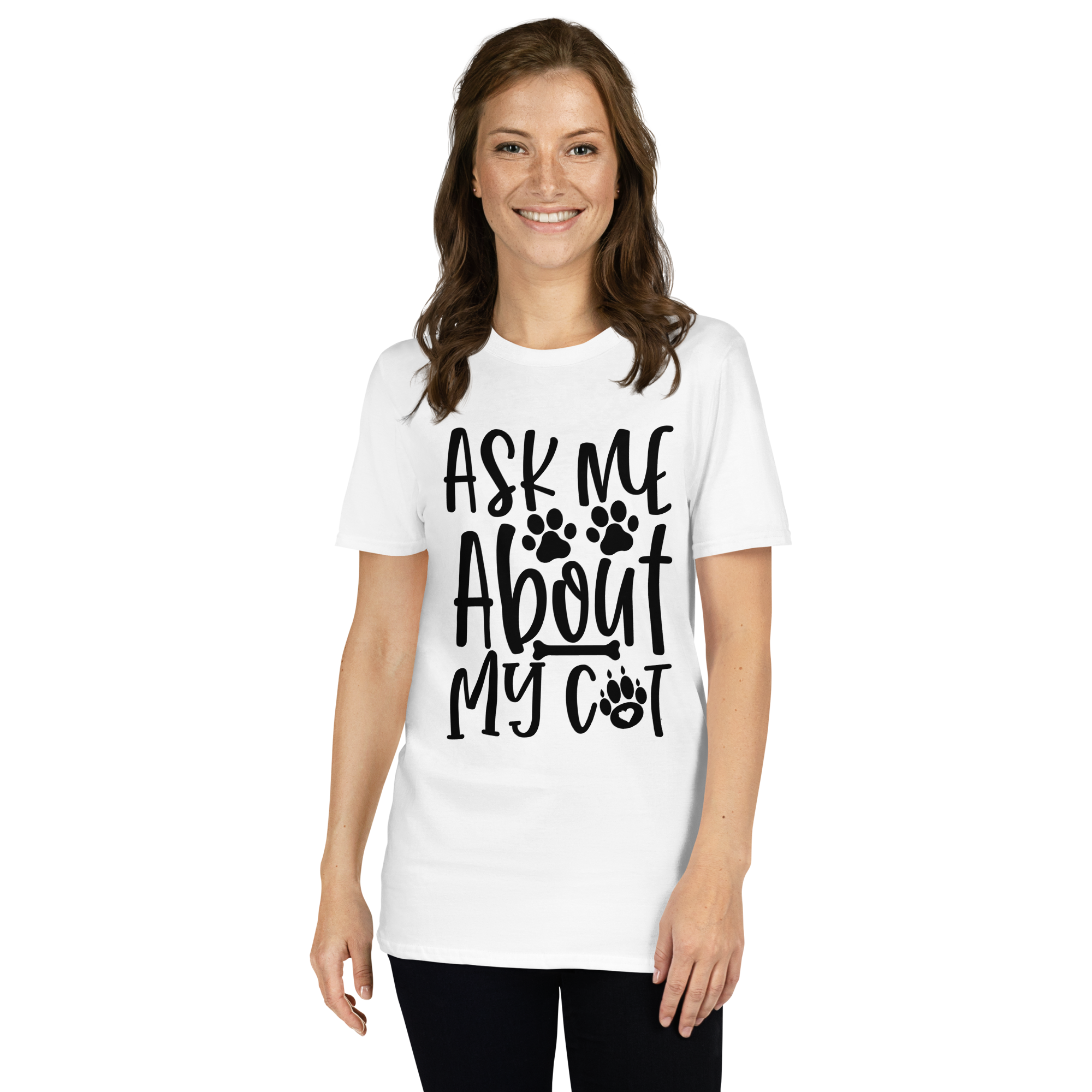 Ask Me About my Cat Short Sleeve Unisex T-Shirt