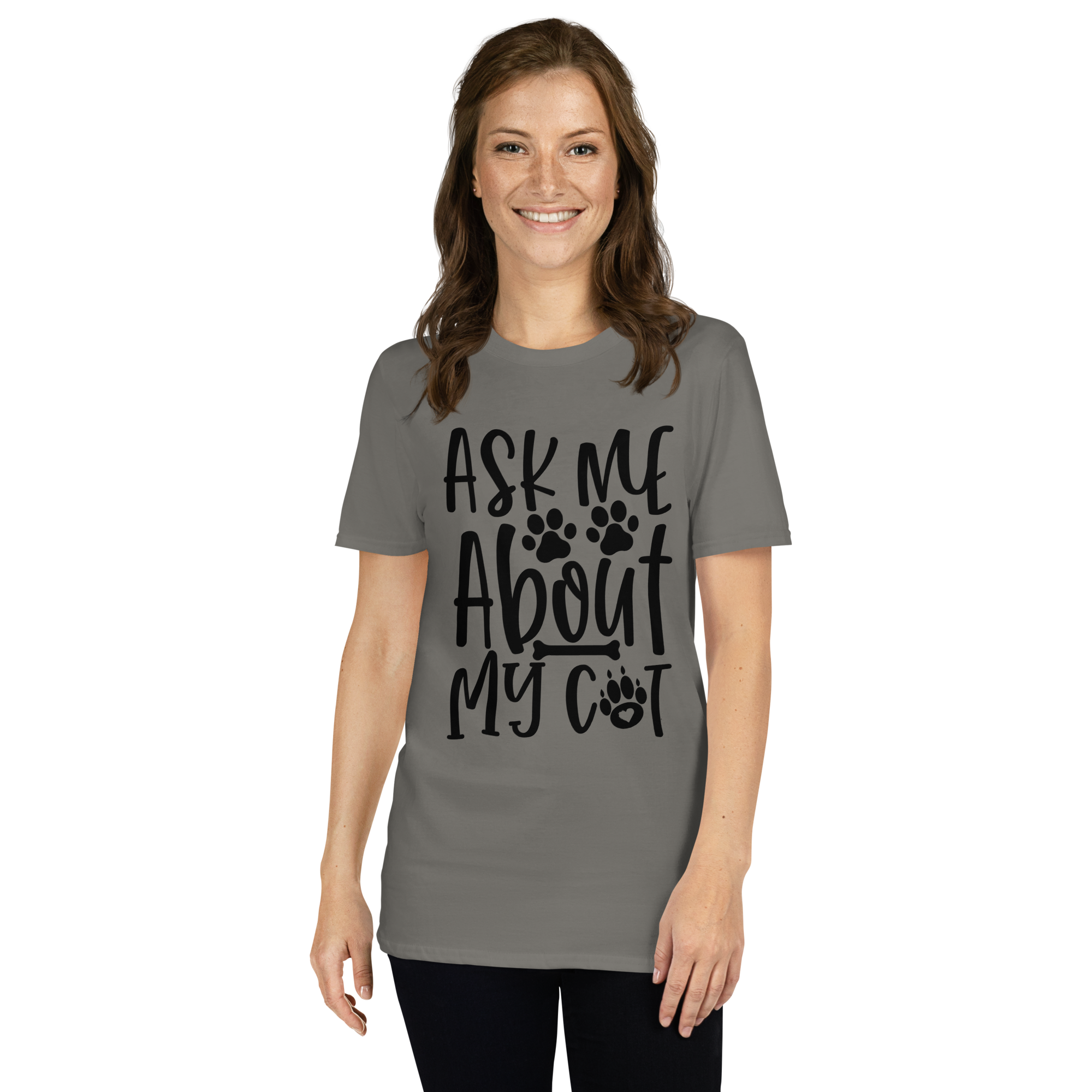 Ask Me About my Cat Short Sleeve Unisex T-Shirt