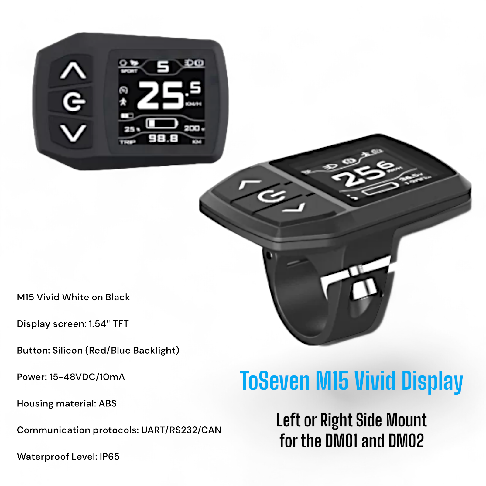 ToSeven Displays for the DM01 and DM02 Mid Drive - T154, M15