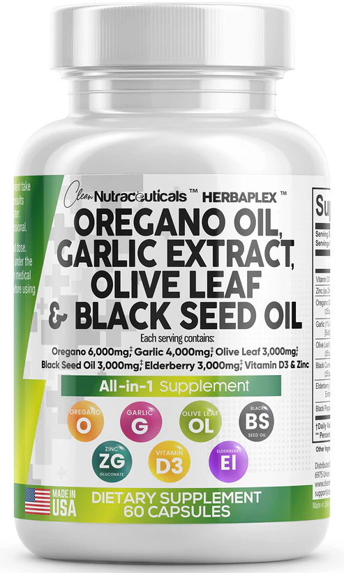 OREGANO OIL, GARLIC EXTRACT, OLIVE LEAF AND BLACK SEED OIL