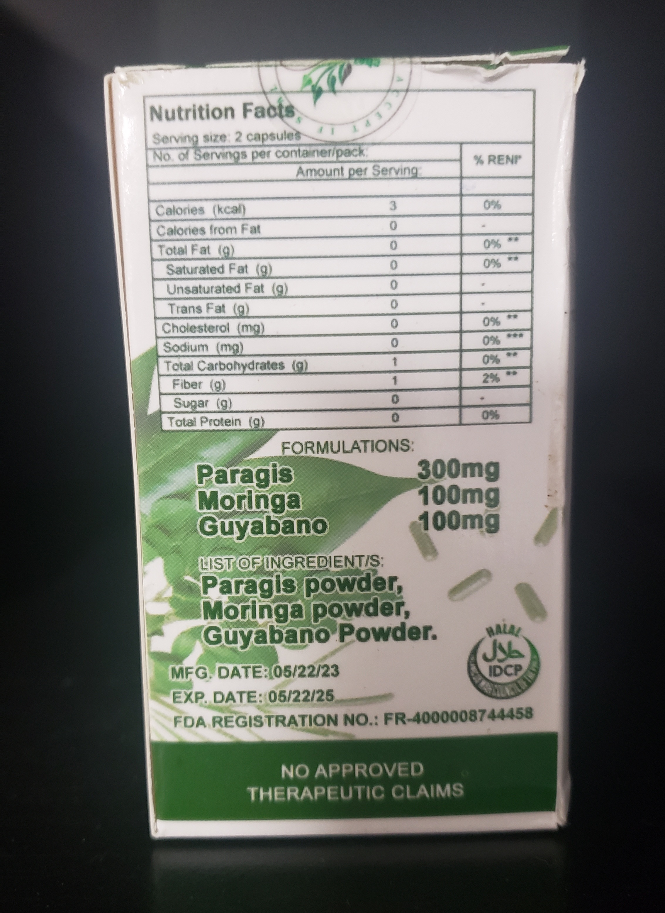 PARAGIS W/MORINGA AND GUYABANO