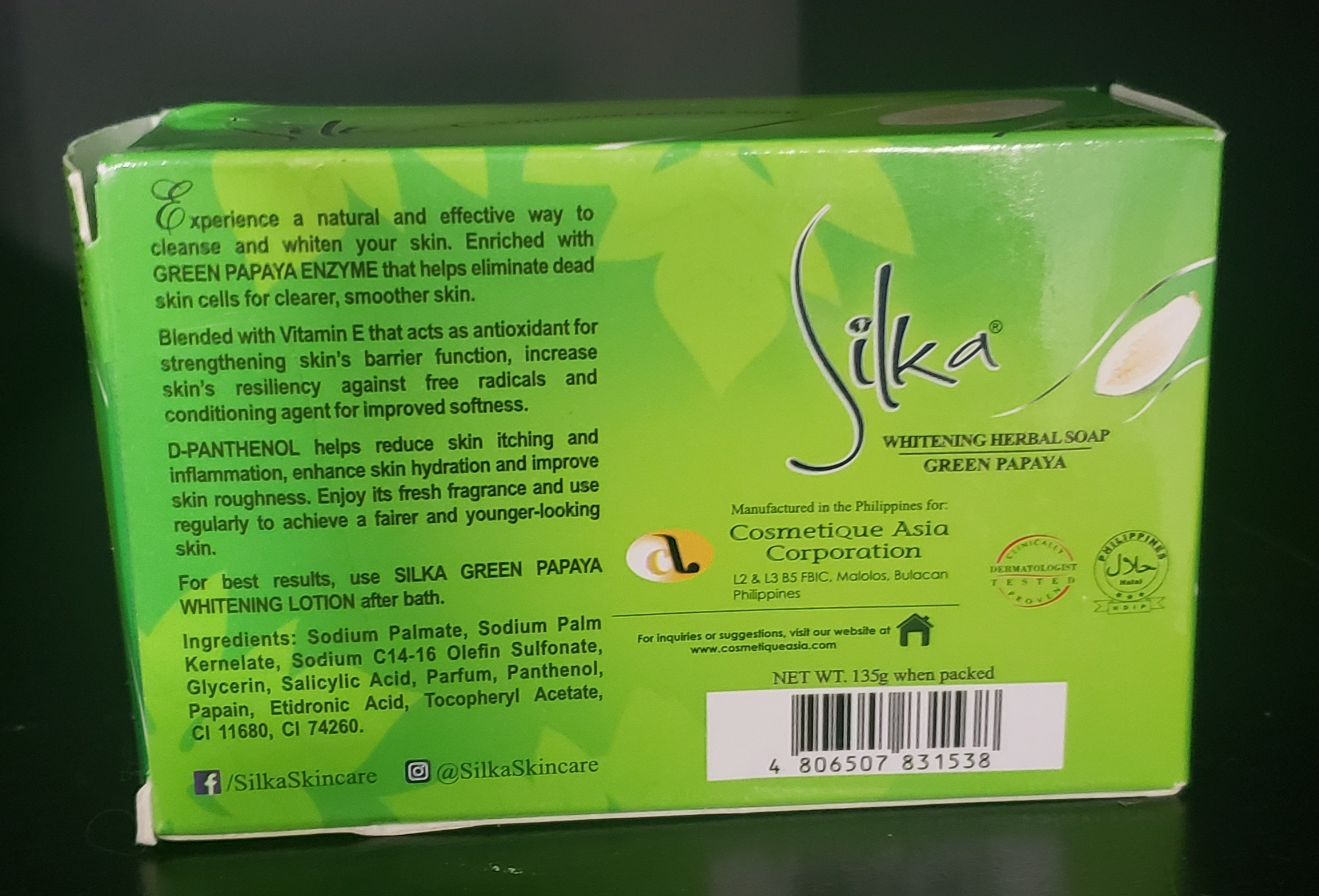 Silka Whitening Herbal Soap Green Papaya variant