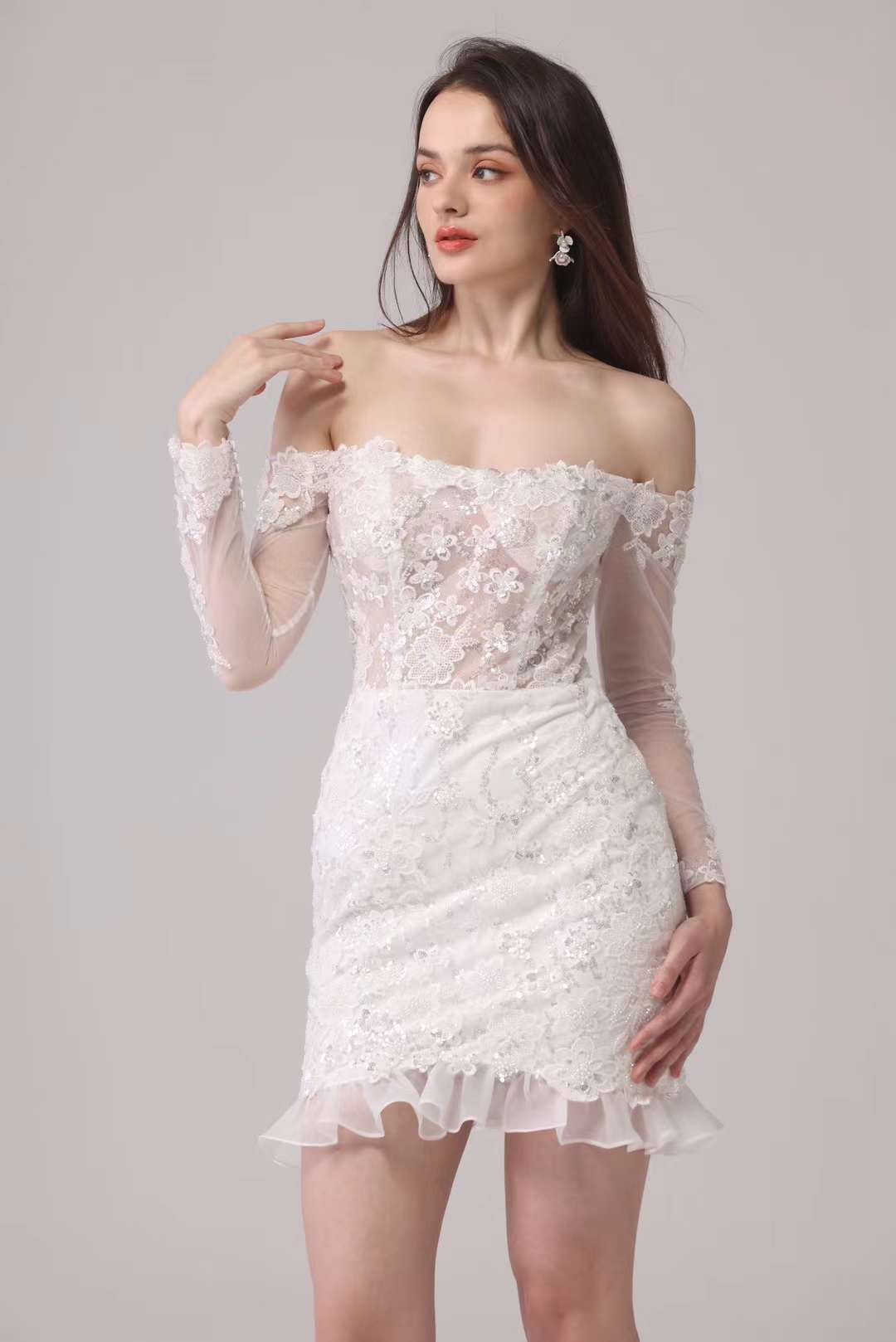 White Lace Off-Shoulder Dress