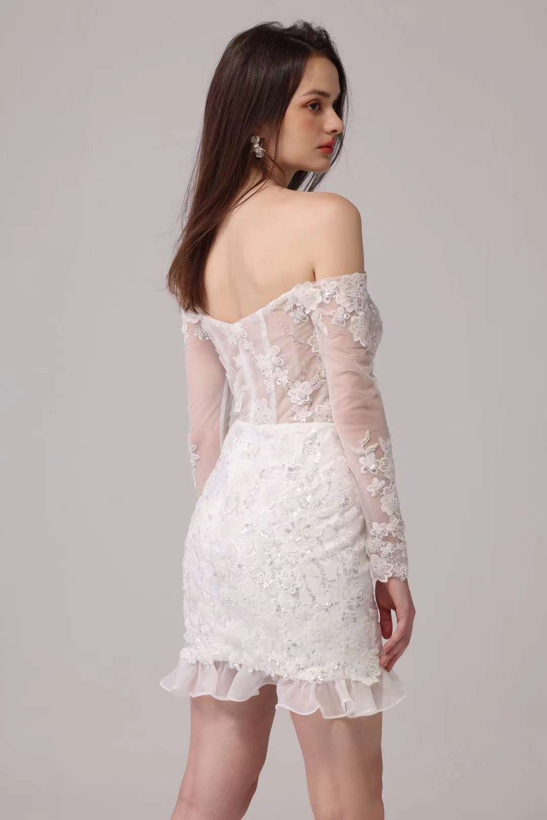 White Lace Off-Shoulder Dress
