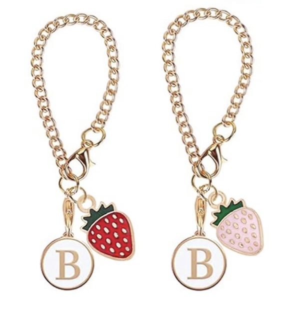 Strawberry Initial Charm Stanley Cup Chain Adornments