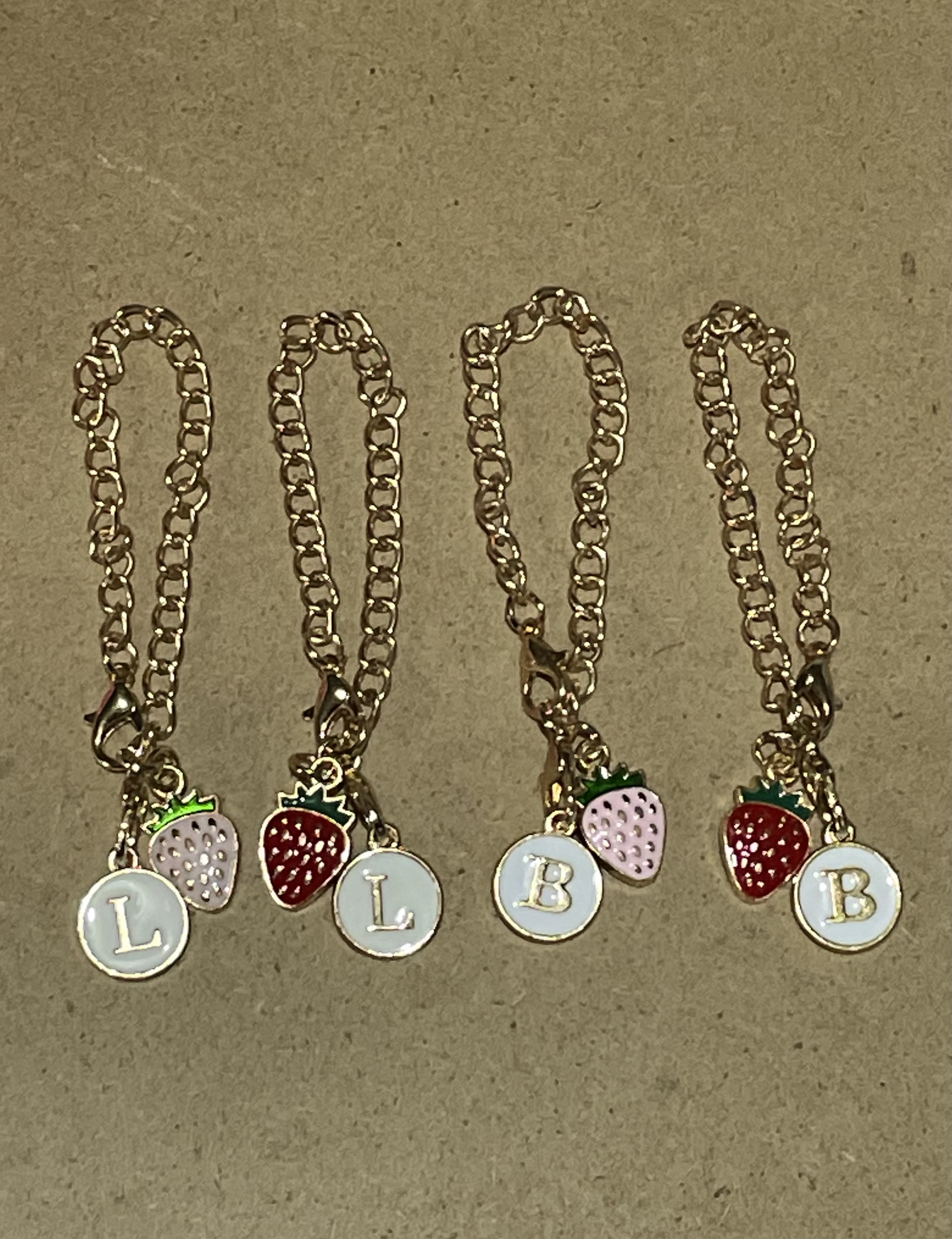 Strawberry Initial Charm Stanley Cup Chain Adornments