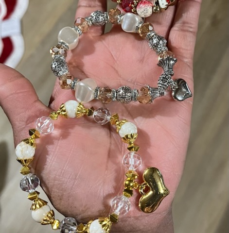 Beaded Bracelets with Hearts