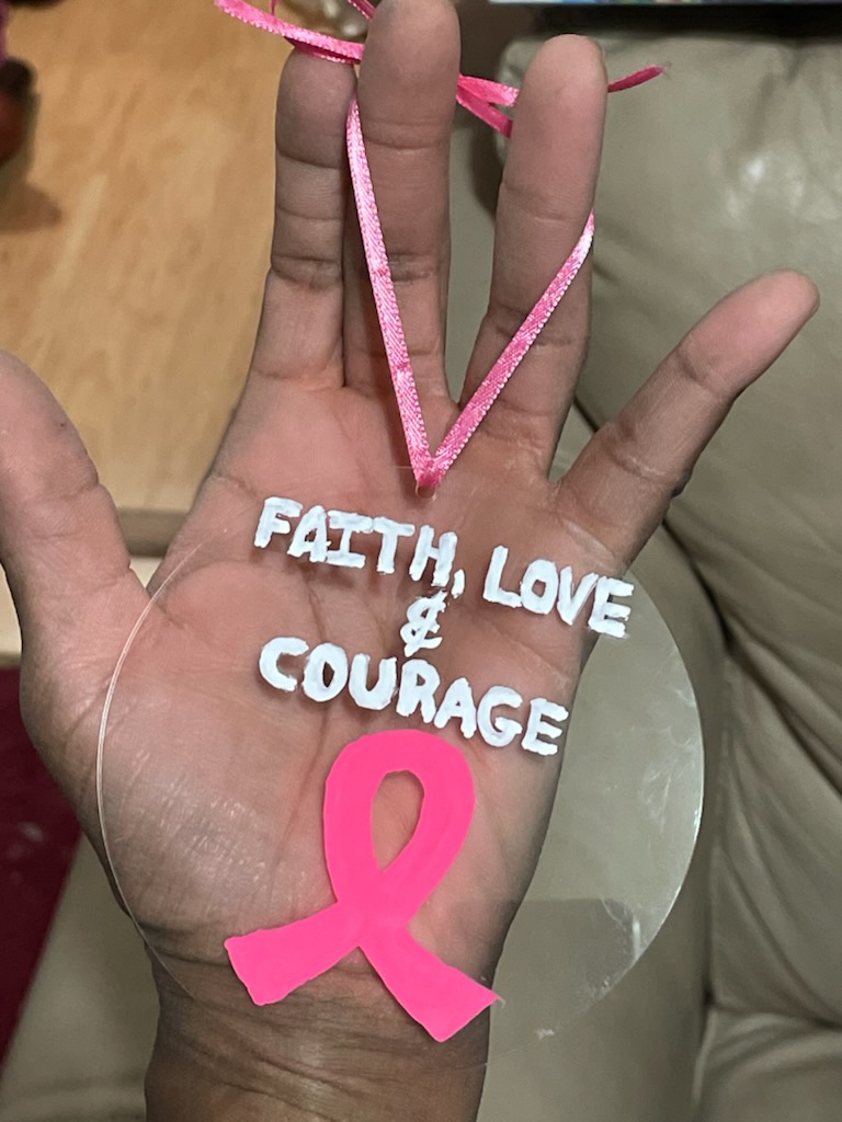 Pink Ribbon Breast Cancer Awareness Ornament / Wall Decor