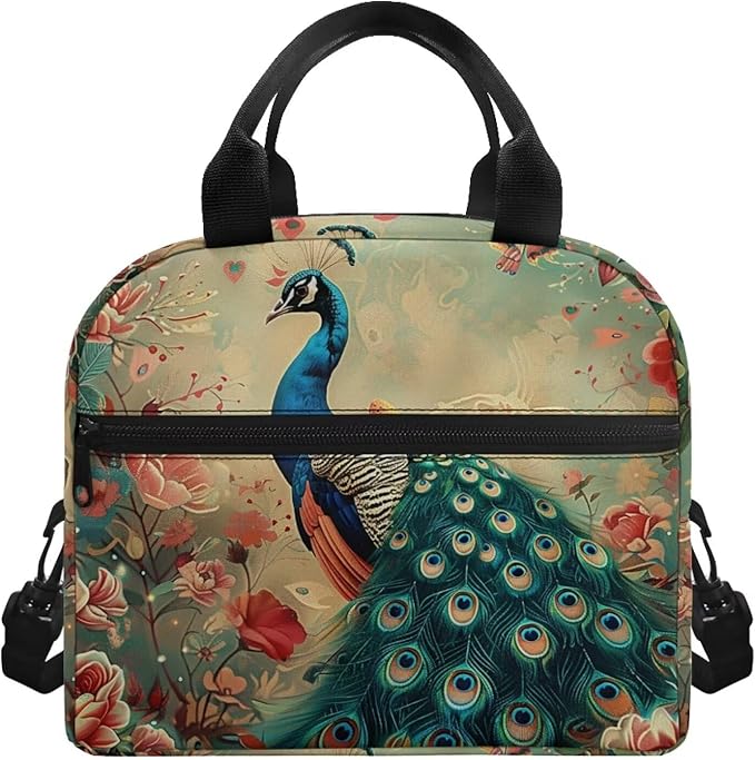 Peacock Print Lunch Bag