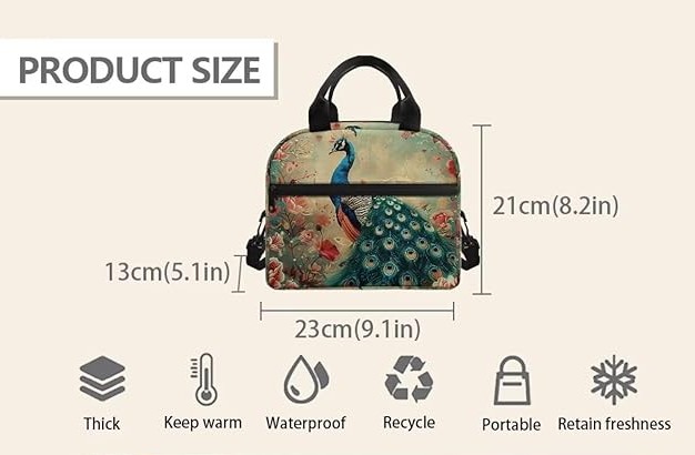 Peacock Print Lunch Bag