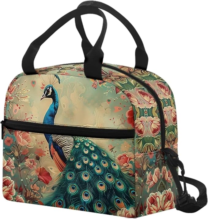 Peacock Print Lunch Bag