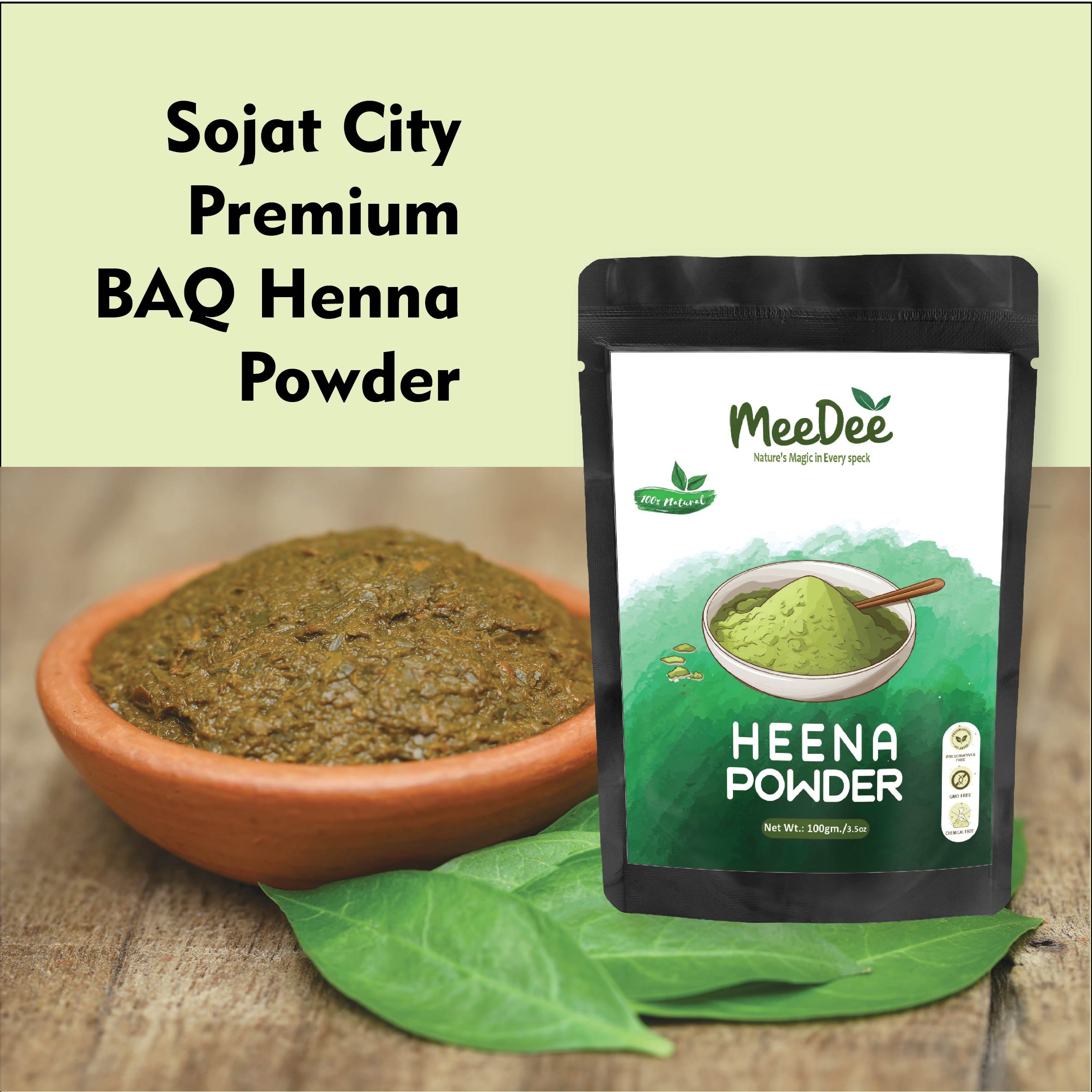 MeeDee BAQ Mehandi Powder Sojat Rajasthani Henna Powder  (100 g)