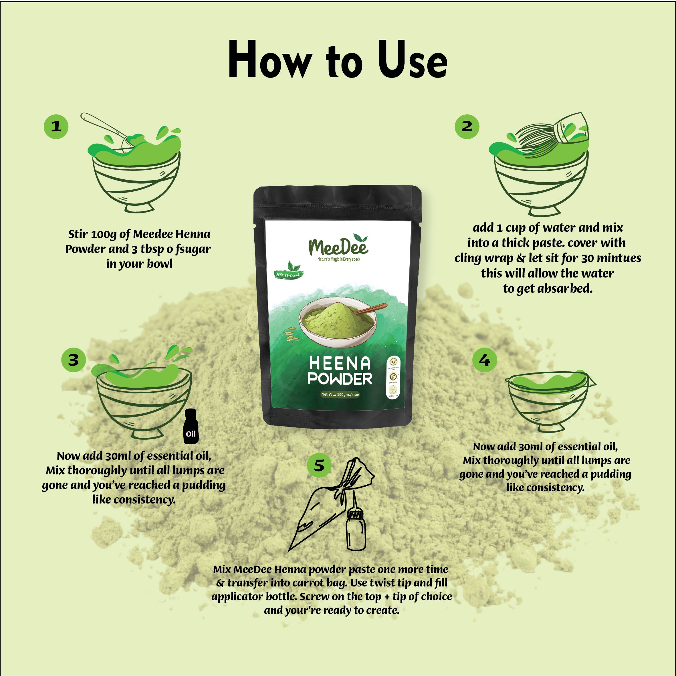 MeeDee BAQ Mehandi Powder Sojat Rajasthani Henna Powder  (100 g)