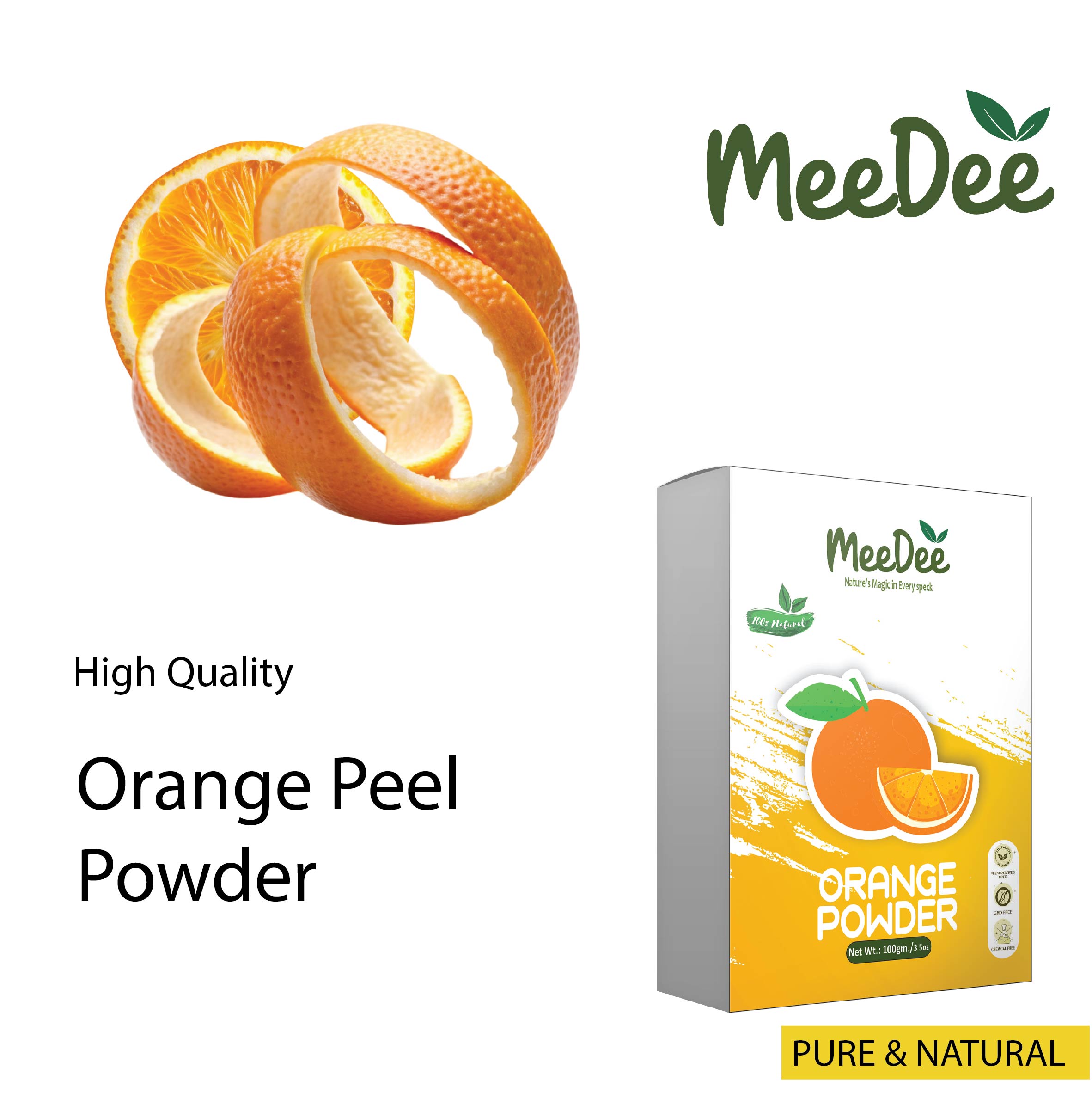 MeeDee Organic Natural Orange Peel Powder For Skin Whitening Face, Skin & Hair Care  (100 g)