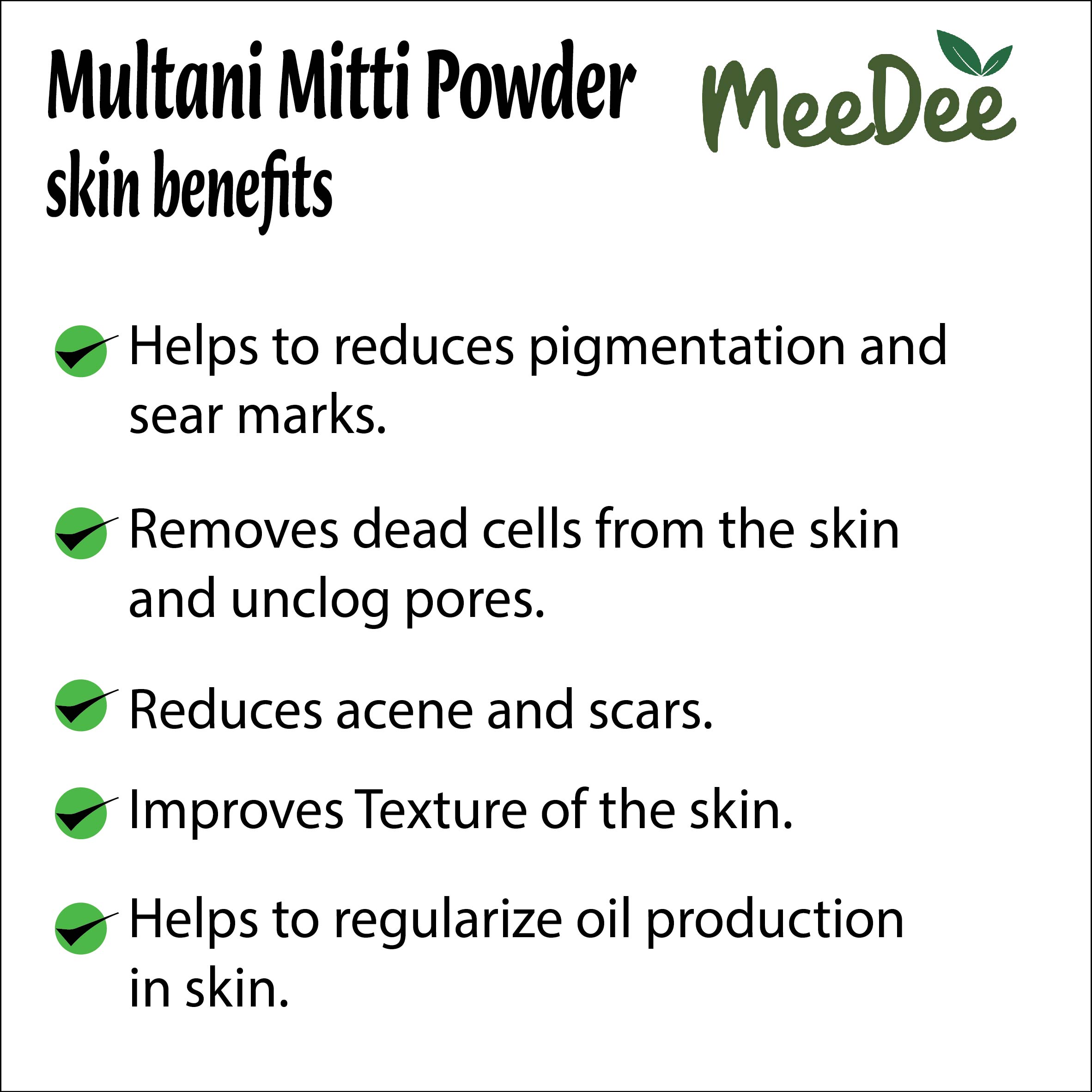 MeeDee 100% Natural Multani mitti Powder For Skin Whitening Face, Skin & Hair Care  (100 g)