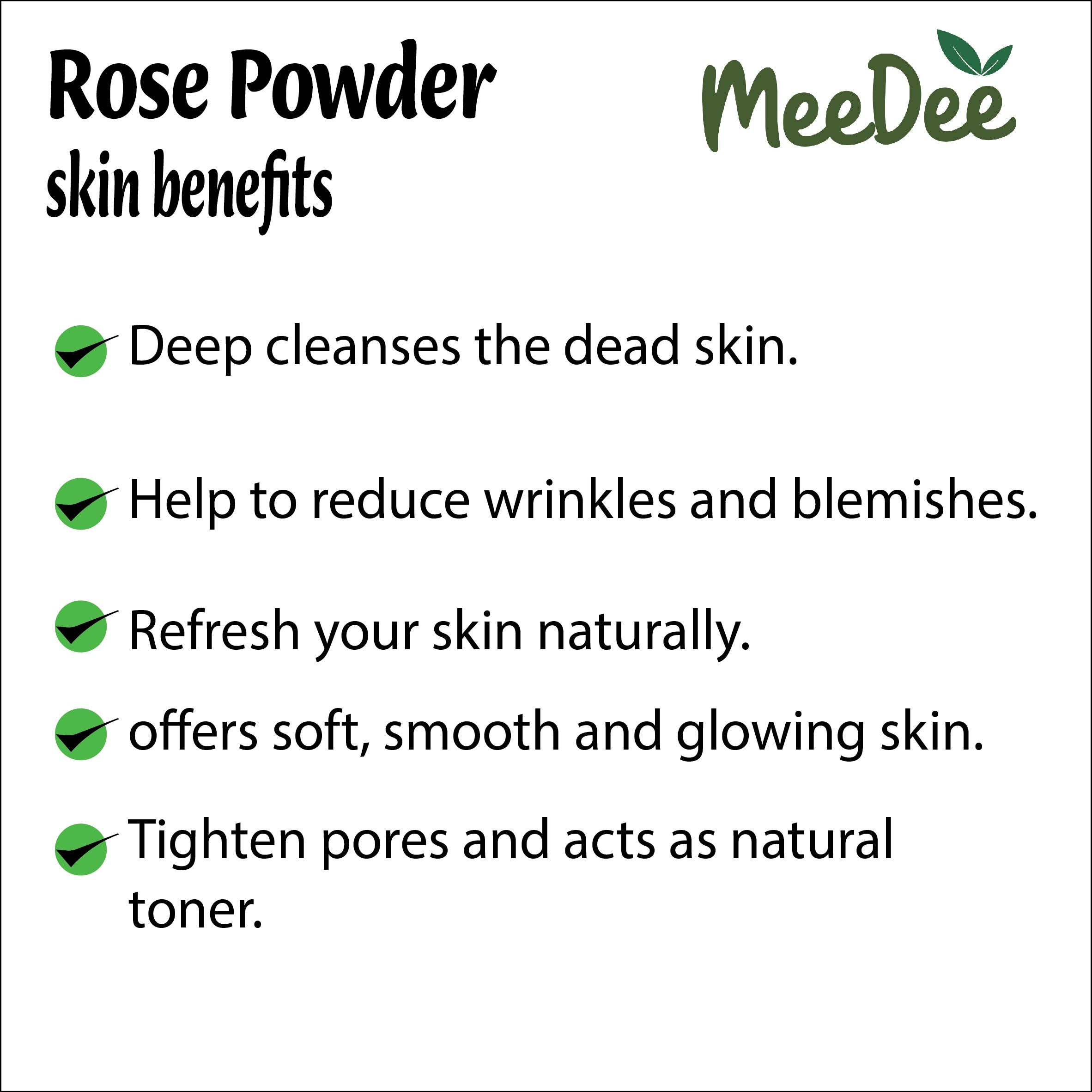 MeeDee 100% Natural Rose Powder For Skin Whitening Face, Skin & Hair Care  (100 g)