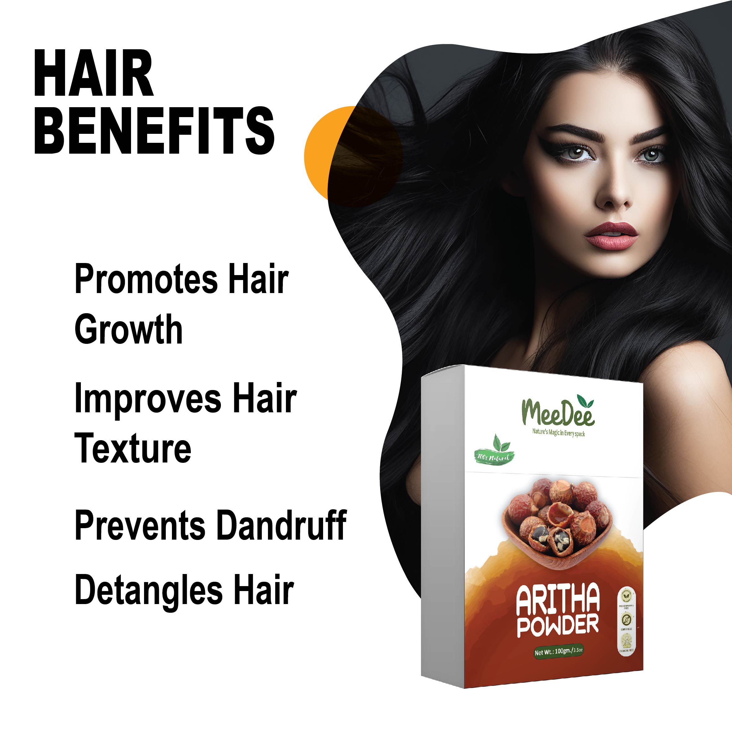 Meedee 100% Natural ARITHA Powder For Hair Care  (100 g)